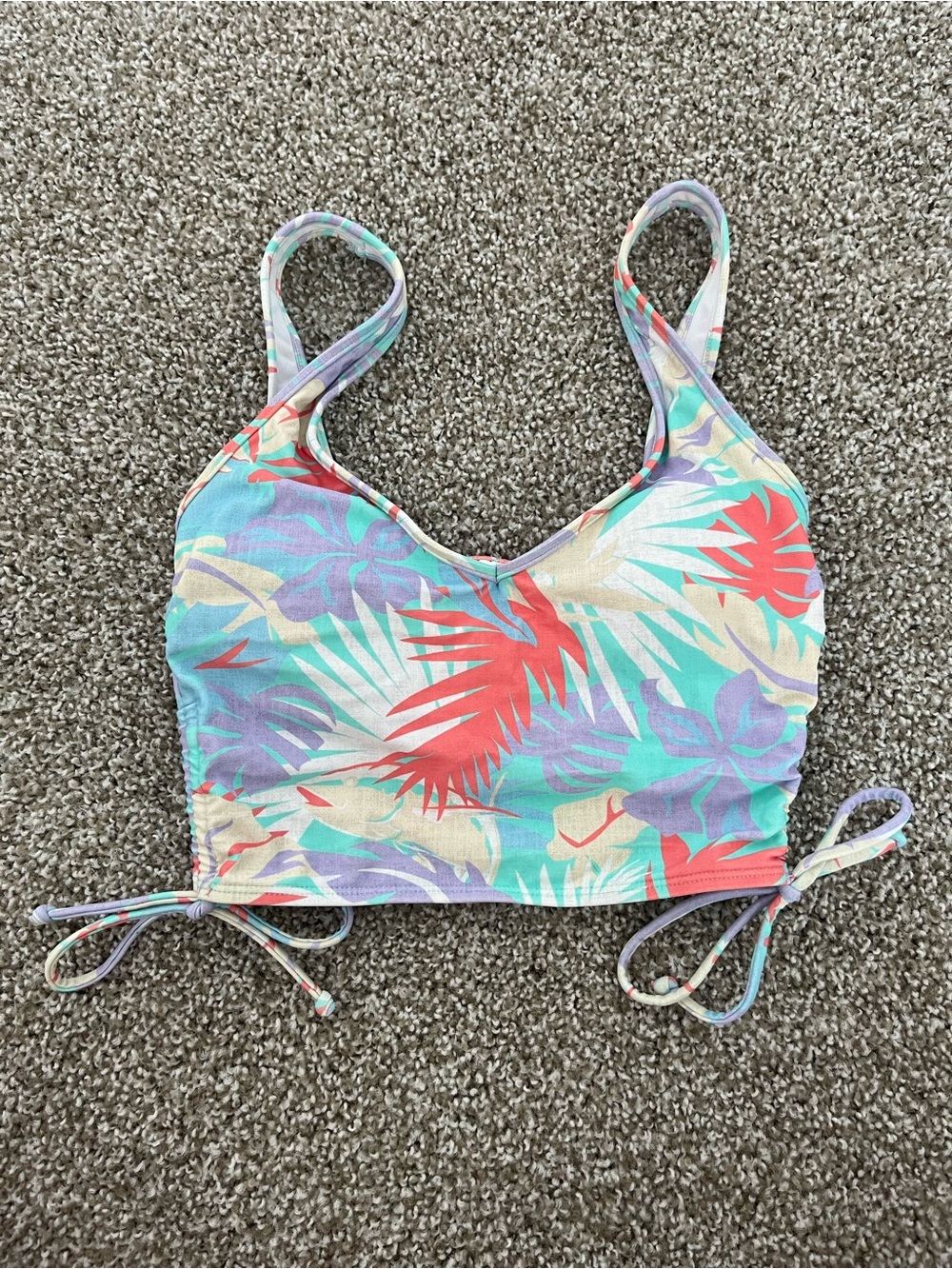 Salt Life Coral, Mint & Lavender Tropical Crop Swim Top